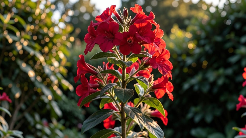 Weigela Florida with Red Trumpet Flowers