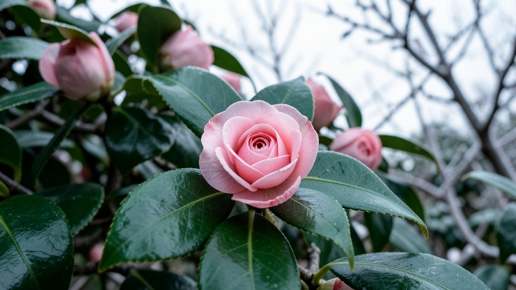Christmas Camellia with Rosy Petals