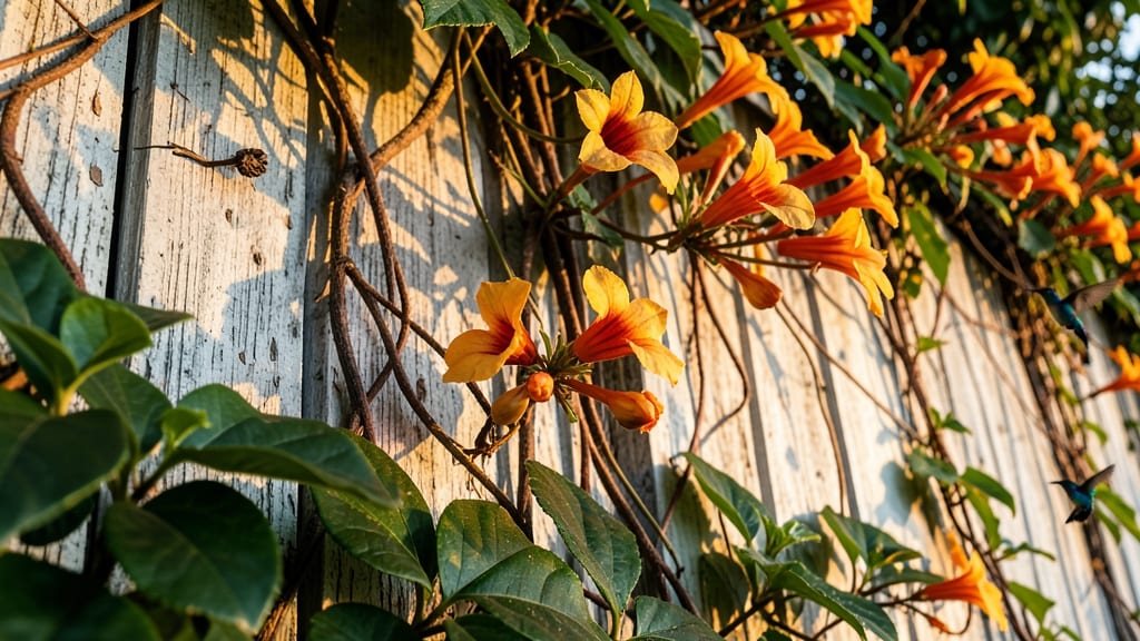 Campsis Radicans Trumpet Vine: Bold Orange-Yellow Flowers