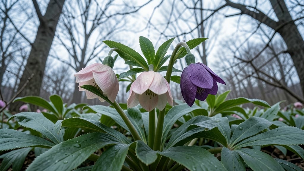Hellebore Flowers with Unique Bell Shapes
