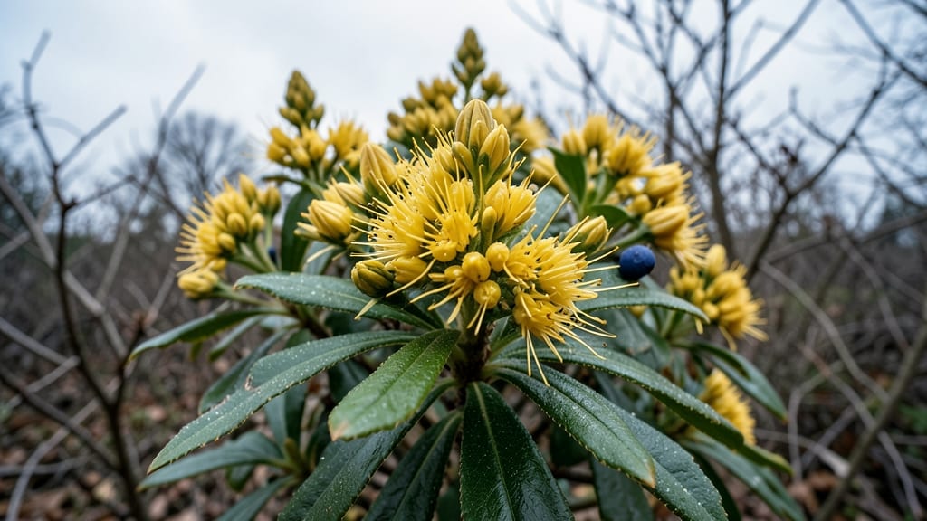 Mahonia Evergreen Shrub with Spiky Flowers