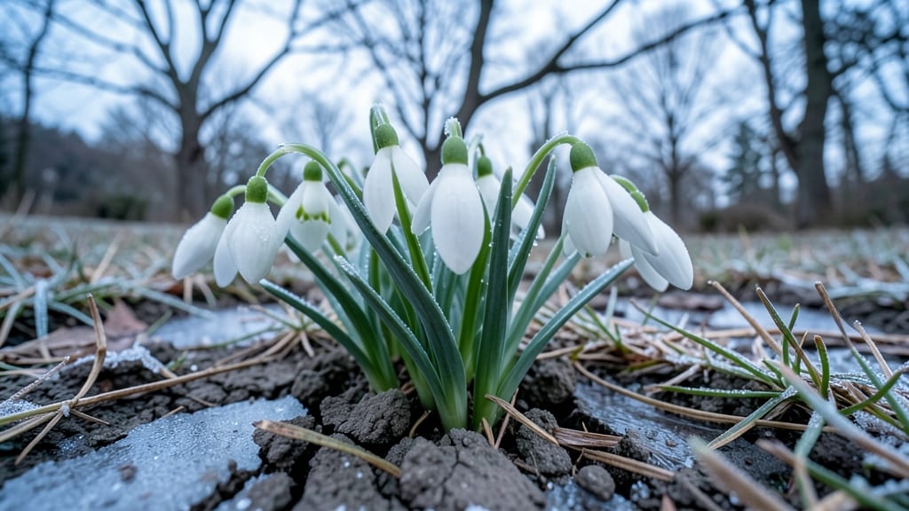 Snowdrops Delicate White Bell Flowers