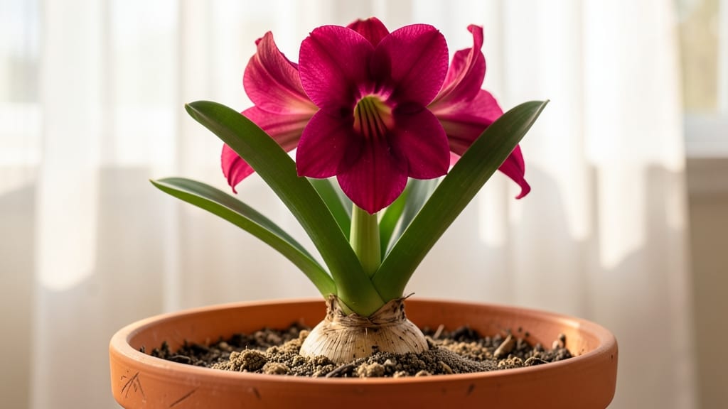 Amaryllis Blooms in Striking Pink and White