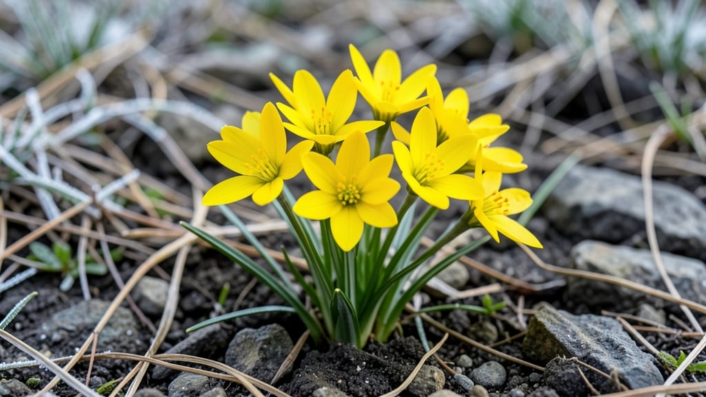 Winter Aconite Bright Yellow Star-Shaped Blooms