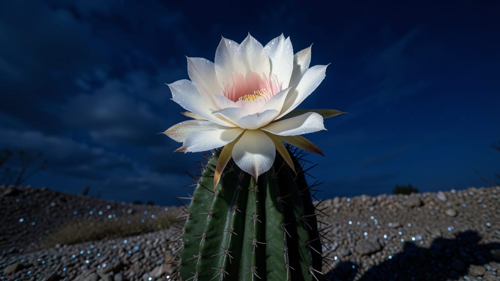 Queen of the Night Cactus with Dramatic White Flowers