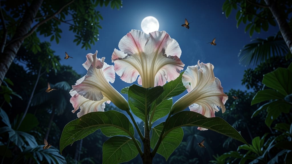 Angel's Trumpet with Trumpet-Shaped Night Blooms