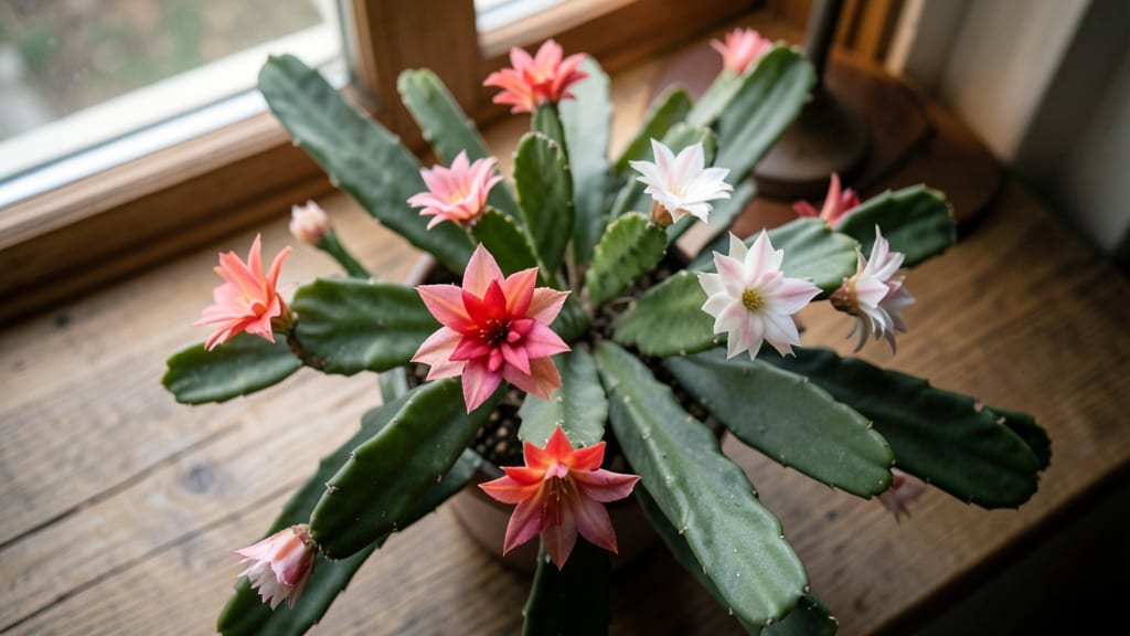 Christmas Cactus With Unique Star-Shaped Flowers